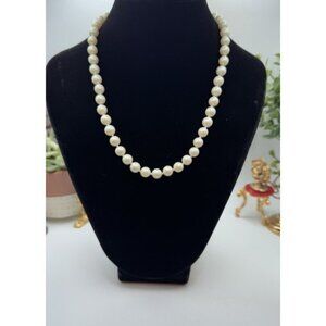 White Faux Pearl Necklace Knotted 18” Strand Peck & Peck Bridal NWT